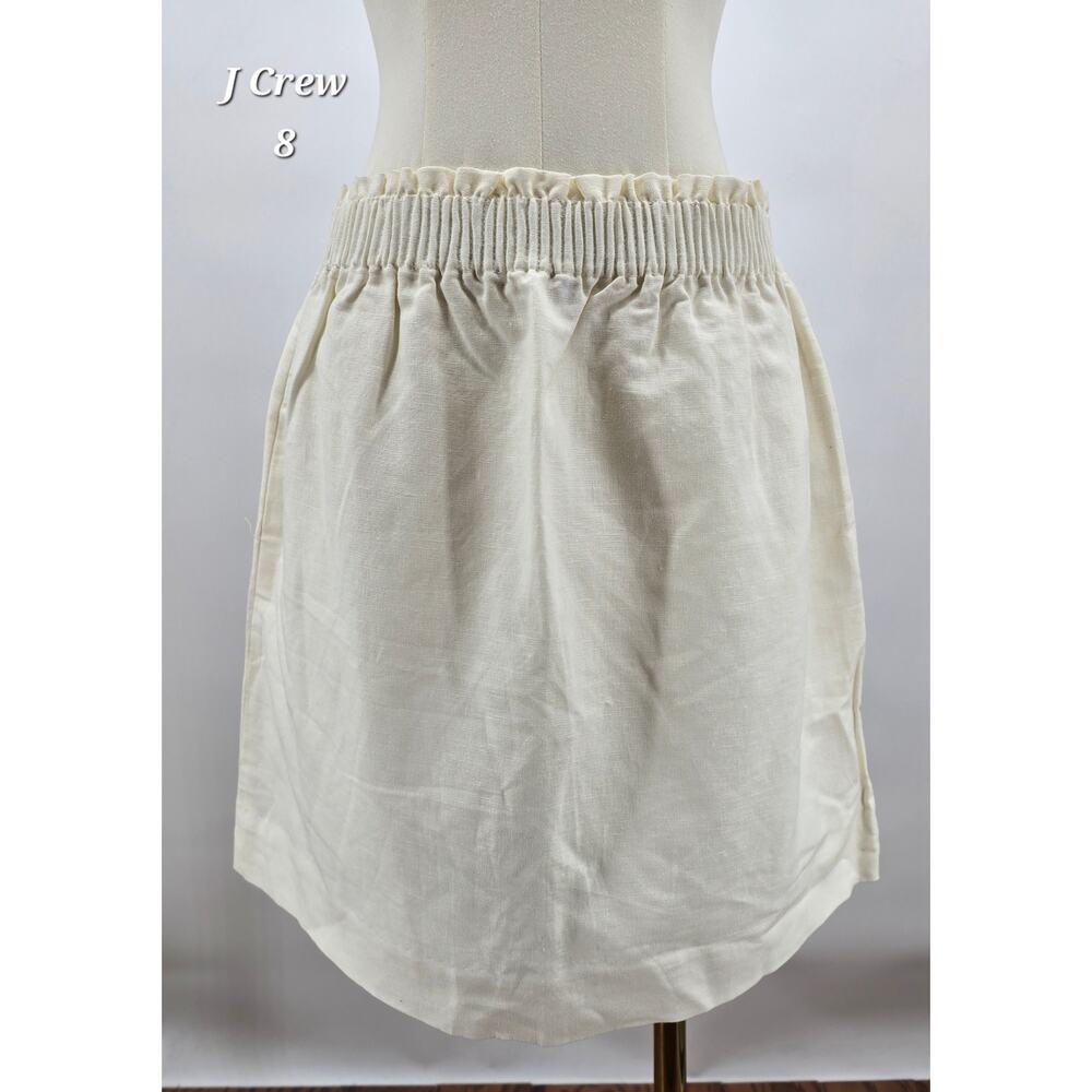 J Crew Cream Cotton-Linen City Skirt 8 Nwt Minimalist Neutral Career Woman